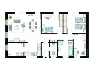 Fertighaus ProLife 106/20 von ProHaus Schlüsselfertig ab 304869€, Bungalow Grundriss 1