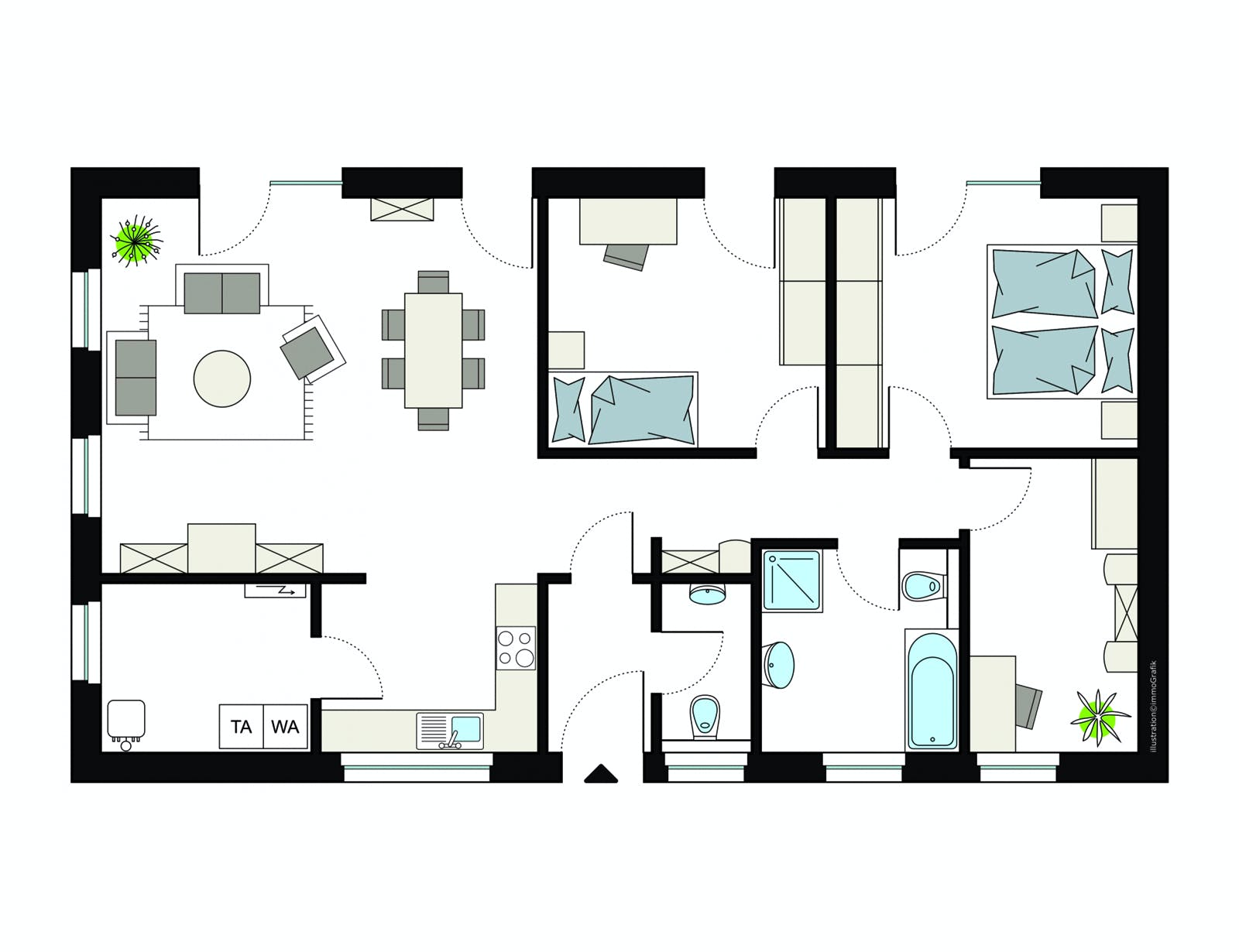 Fertighaus ProLife 106/20 von ProHaus Schlüsselfertig ab 304869€, Bungalow Grundriss 1