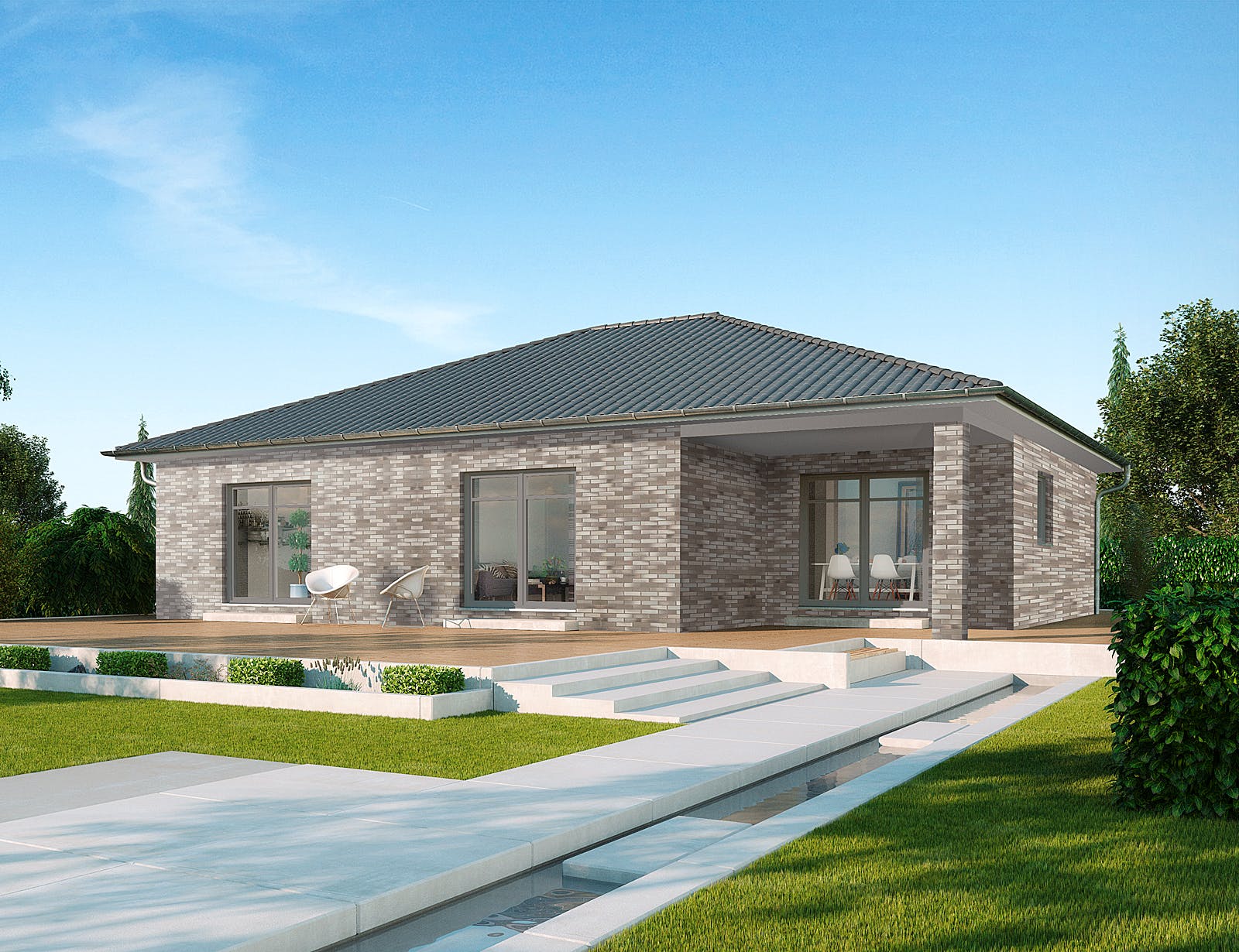 Fertighaus ProLife 122/20 von ProHaus Schlüsselfertig ab 335589€, Bungalow Außenansicht 1