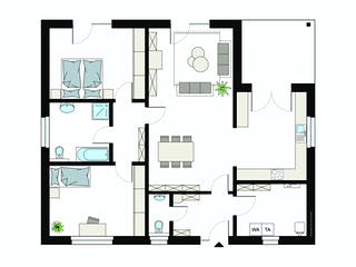 Fertighaus ProLife 122/20 von ProHaus Schlüsselfertig ab 335589€, Bungalow Grundriss 1