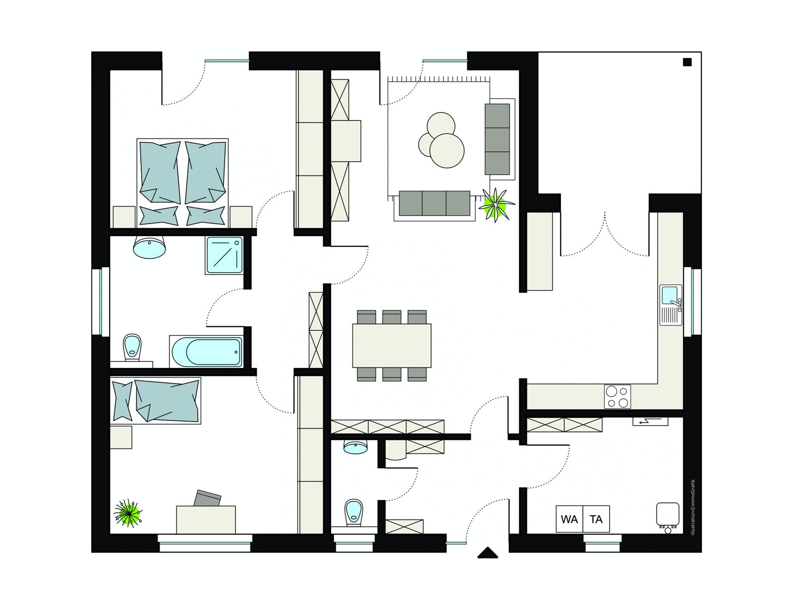 Fertighaus ProLife 122/20 von ProHaus Schlüsselfertig ab 335589€, Bungalow Grundriss 1