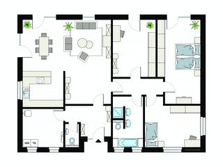 Fertighaus ProLife 151/20 von ProHaus Schlüsselfertig ab 376661€, Bungalow Grundriss 1