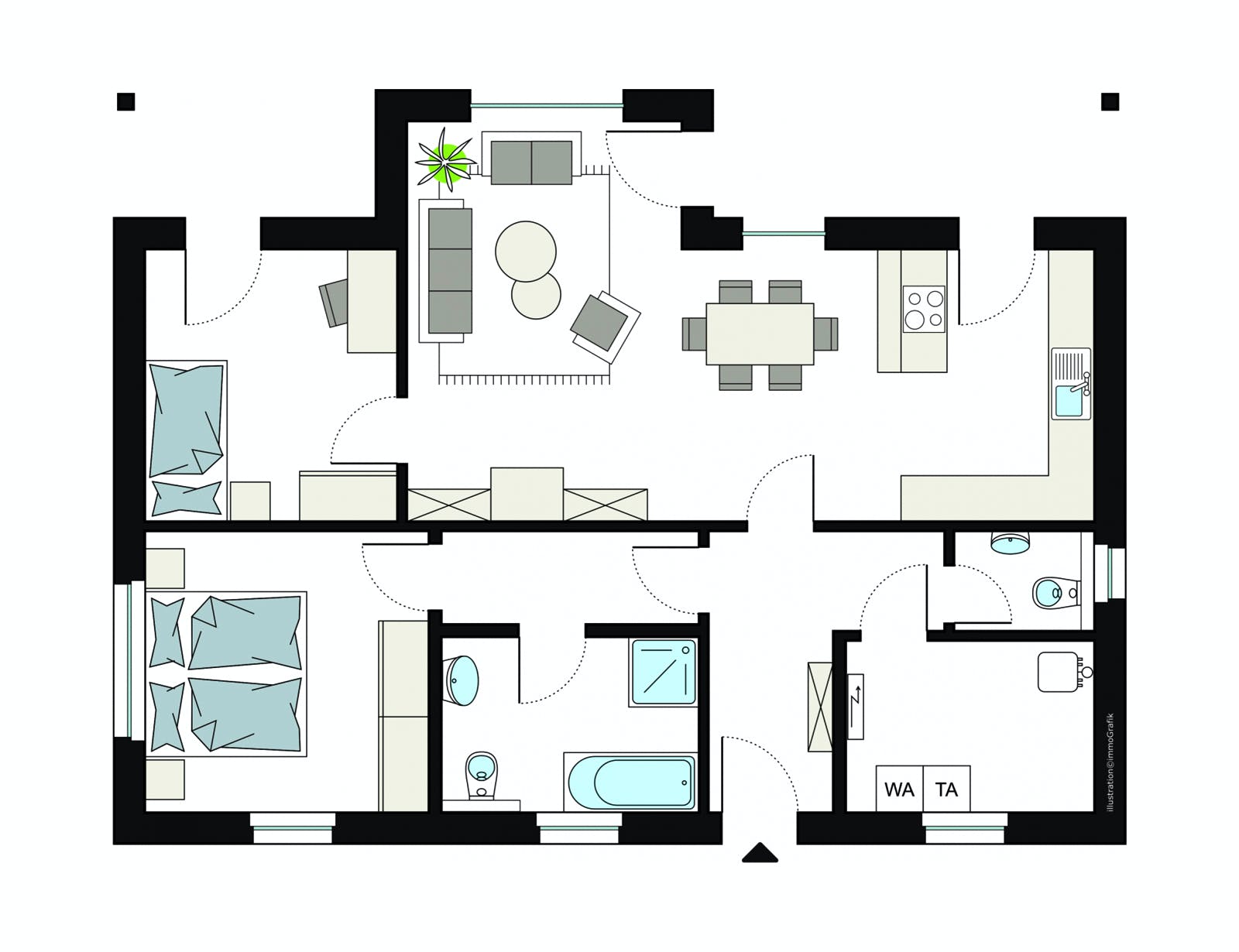 Fertighaus ProLife 90/20 von ProHaus Schlüsselfertig ab 304641€, Bungalow Grundriss 1