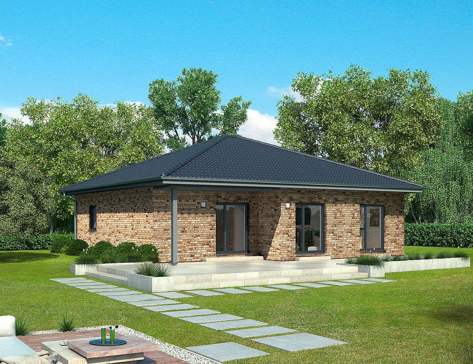 Fertighaus ProLife 92/20 von ProHaus Schlüsselfertig ab 288992€, Bungalow Außenansicht 1