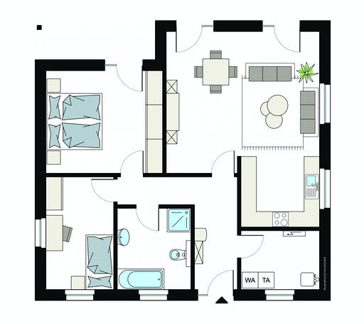 Fertighaus ProLife 92/20 von ProHaus Ausbauhaus ab 181500€, Bungalow Grundriss 1
