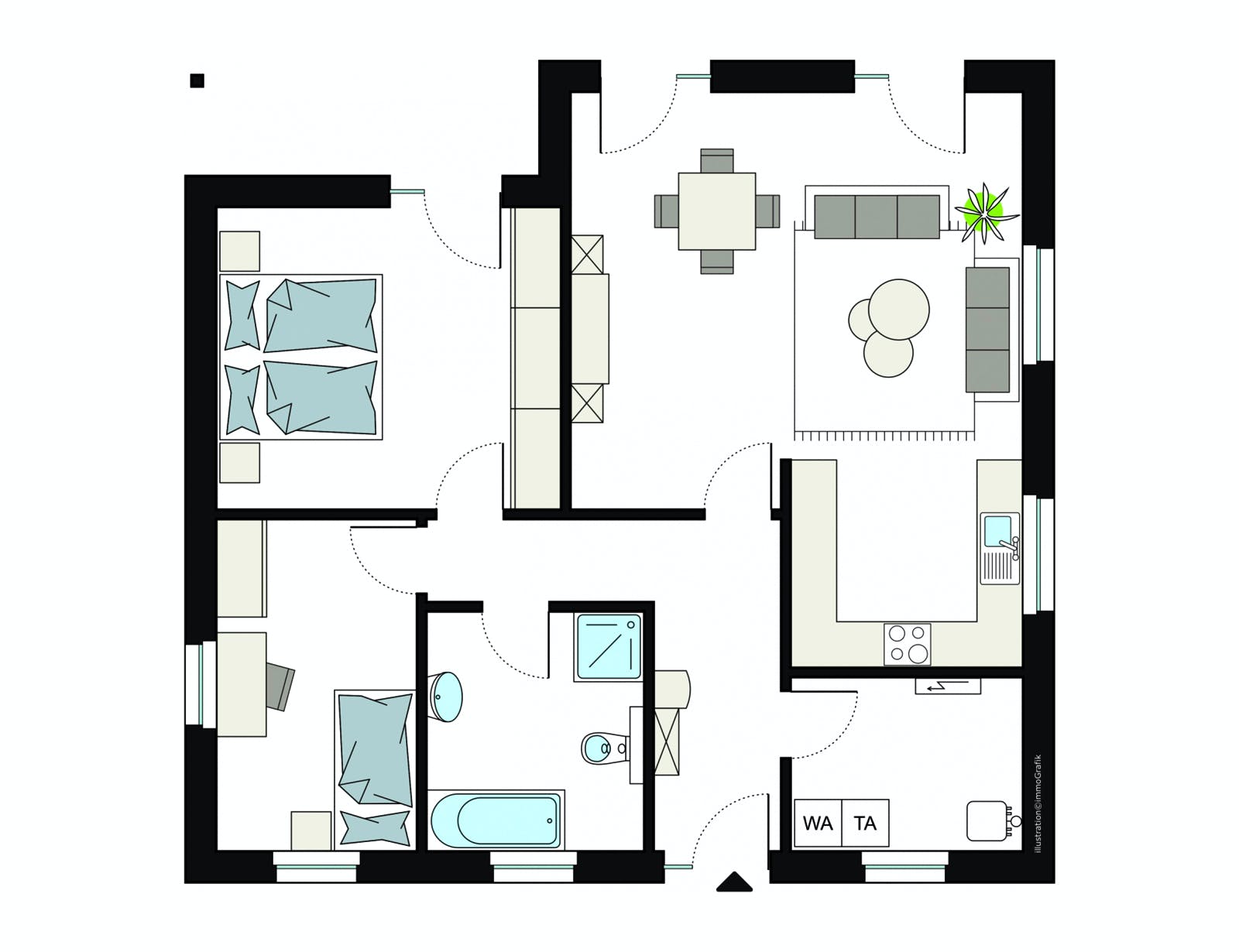 Fertighaus ProLife 92/20 von ProHaus Schlüsselfertig ab 288992€, Bungalow Grundriss 1