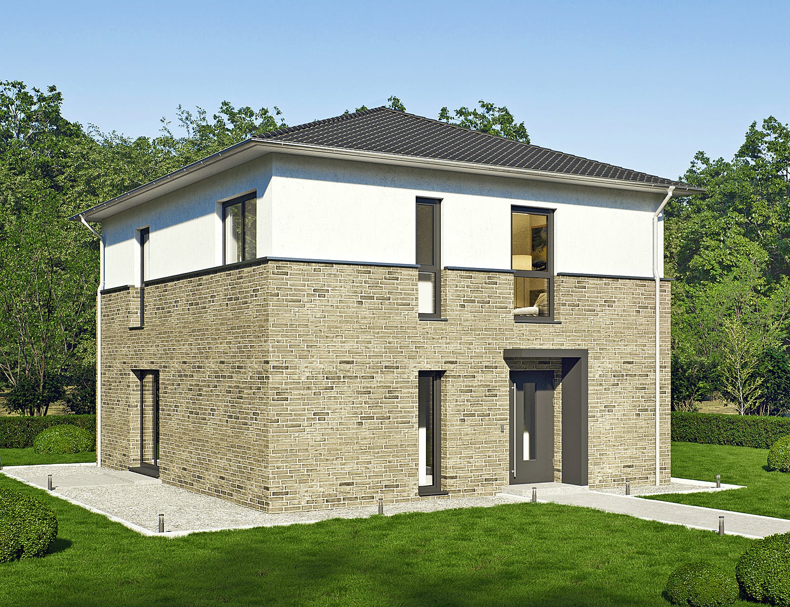 Fertighaus ProStyle 128/20 von ProHaus Schlüsselfertig ab 369808€, Stadtvilla Außenansicht 1