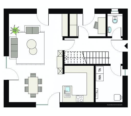 Fertighaus ProStyle 128/20 von ProHaus Ausbauhaus ab 225100€, Stadtvilla Grundriss 1