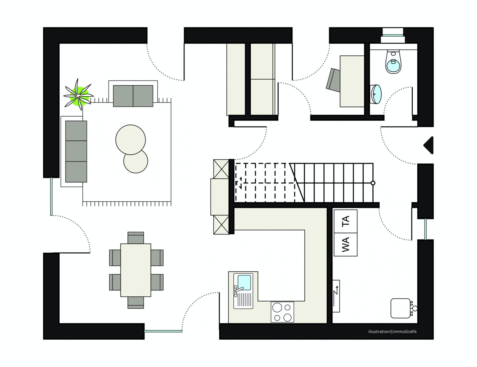 Fertighaus ProStyle 128/20 von ProHaus Schlüsselfertig ab 369808€, Stadtvilla Grundriss 1