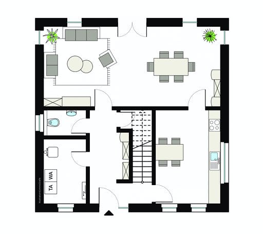 Fertighaus ProStyle 144/20 von ProHaus Ausbauhaus ab 235500€, Stadtvilla Grundriss 1