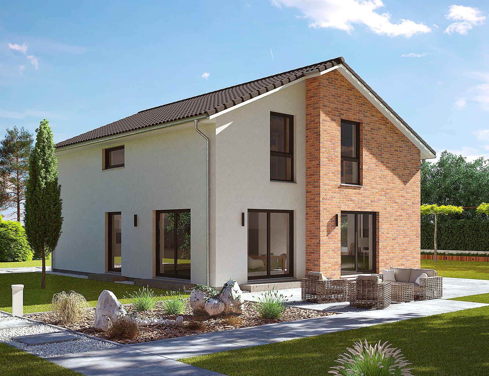 Fertighaus ProStyle 148/20 von ProHaus Schlüsselfertig ab 382459€, Satteldach-Klassiker Außenansicht 1