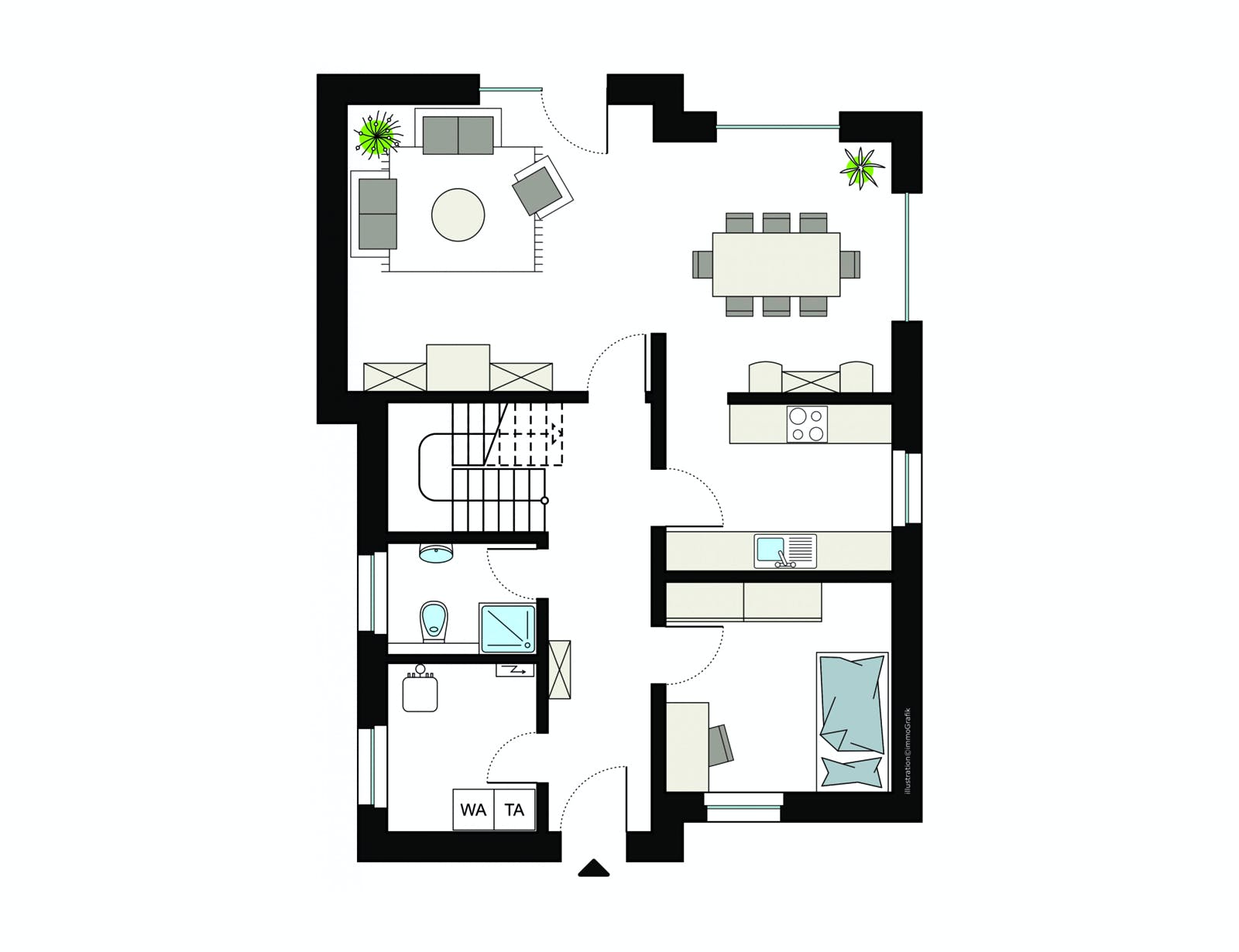 Fertighaus ProStyle152/20 von ProHaus Schlüsselfertig ab 395872€, Pultdachhaus Grundriss 1