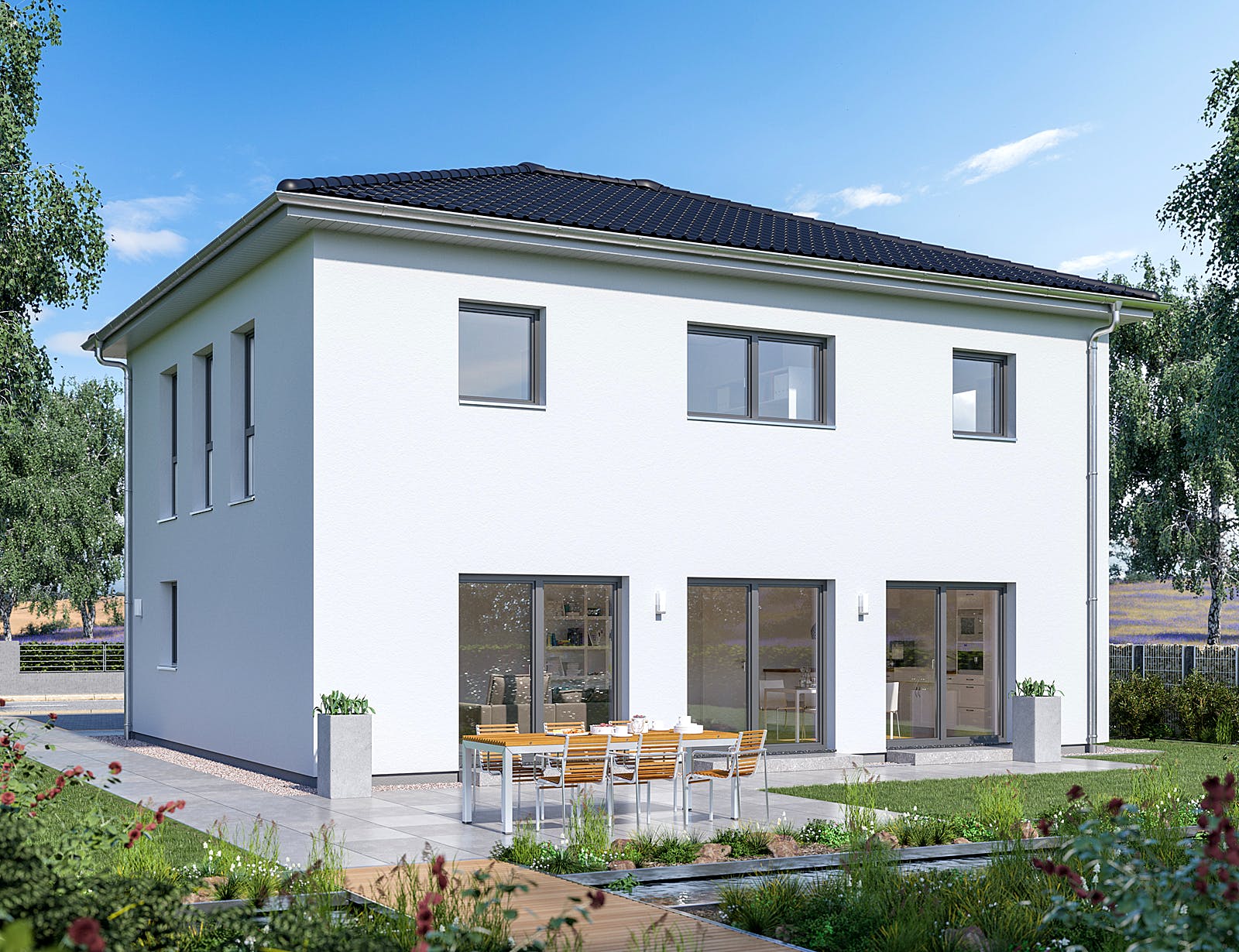 Fertighaus ProStyle158/20 von ProHaus Schlüsselfertig ab 426219€, Stadtvilla Außenansicht 1