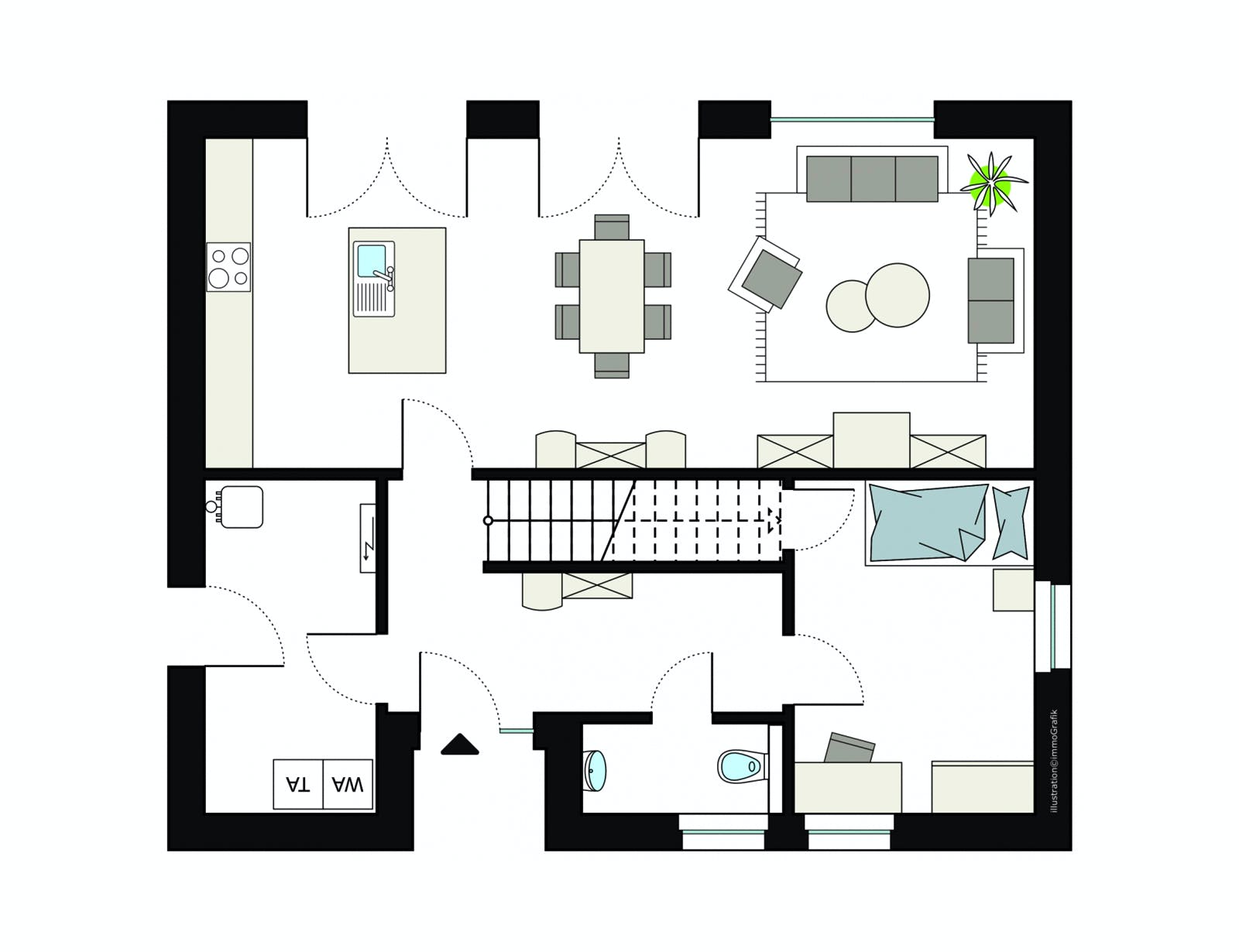 Fertighaus ProStyle158/20 von ProHaus Schlüsselfertig ab 426219€, Stadtvilla Grundriss 1