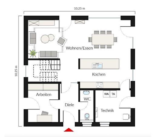 Fertighaus ProStyle 164/20 von ProHaus Ausbauhaus ab 252400€, Stadtvilla Grundriss 1