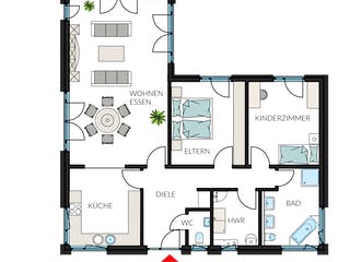 Fertighaus ProLife 114 von ProHaus Ausbauhaus ab 215539€, Pultdachhaus Grundriss 1