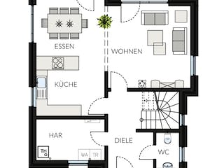 Fertighaus ProStyle 128 von ProHaus Ausbauhaus ab 158172€, Pultdachhaus Grundriss 2