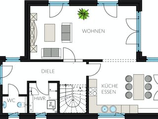 Fertighaus ProStyle 138 von ProHaus Ausbauhaus ab 186596€, Pultdachhaus Grundriss 2
