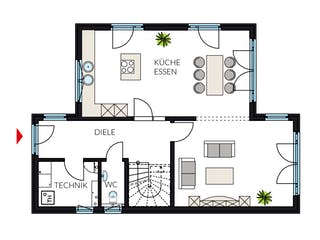 Fertighaus ProStyle 145 von ProHaus Ausbauhaus ab 183669€, Pultdachhaus Grundriss 1