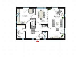 Fertighaus ProStyle 159 - Satteldach von ProHaus Ausbauhaus ab 189381€, Satteldach-Klassiker Grundriss 1