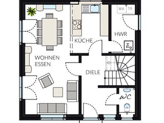 Fertighaus ProStyle 96 von ProHaus Ausbauhaus ab 168103€, Stadtvilla Grundriss 1