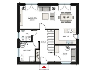 Fertighaus ProStyle145 - Jahres-Special von ProHaus Ausbauhaus ab 203899€, Stadtvilla Grundriss 1