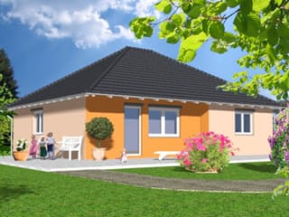 Fertighaus Puccini von v. Perbandt Holzbau Schlüsselfertig ab 160000€, Bungalow Außenansicht 3