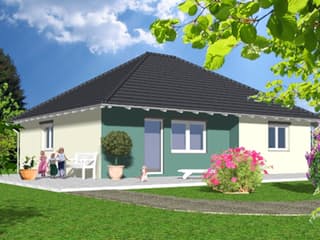 Fertighaus Puccini von v. Perbandt Holzbau Schlüsselfertig ab 160000€, Bungalow Außenansicht 4