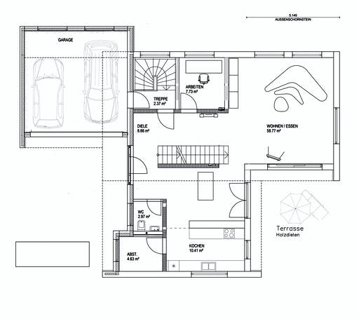 Luxhaus Pultdach Klassik 157 Floorplan 1