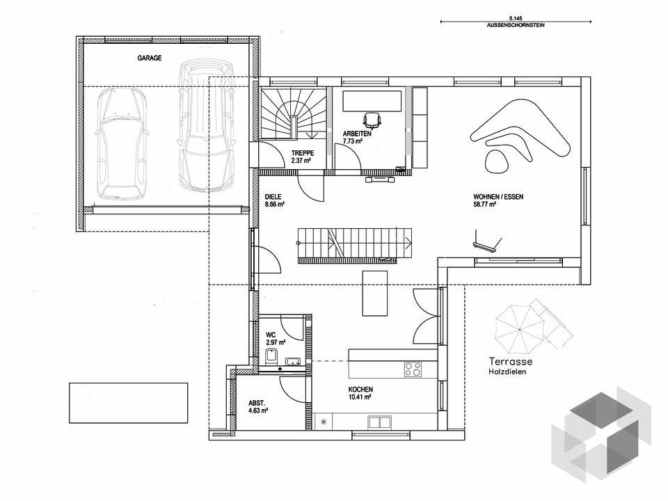 Pultdach Klassik 157 von LUXHAUS Grundriss