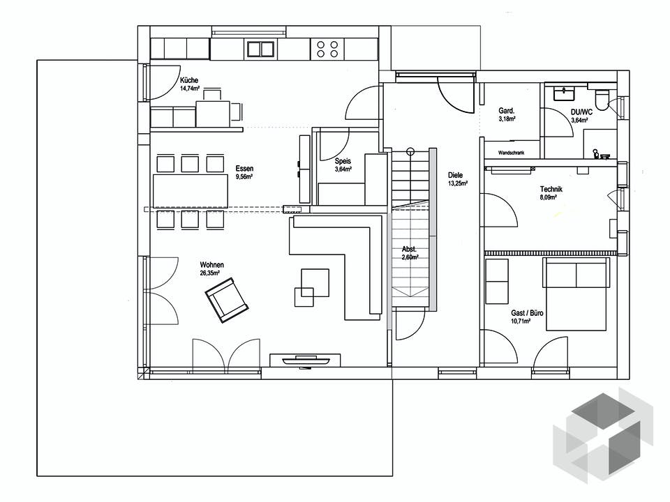 Pultdach Klassik 182 von LUXHAUS Grundriss