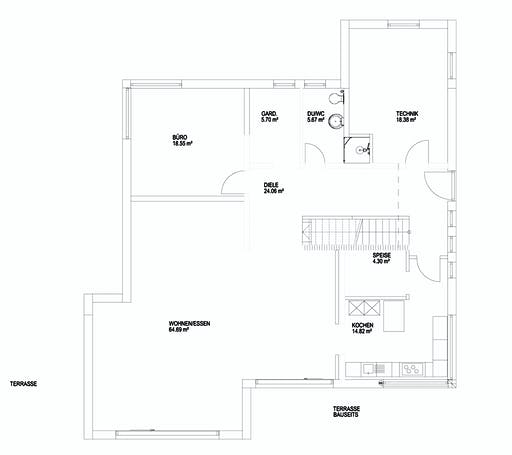 Luxhaus Pultdach Klassik 257 Floorplan 1