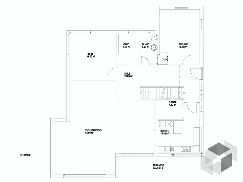 Pultdach Klassik 257 von LUXHAUS Grundriss