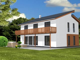 Fertighaus Pulthaus 166 von Suckfüll Energiesparhaus Schlüsselfertig ab 226970€, Pultdachhaus Außenansicht 2