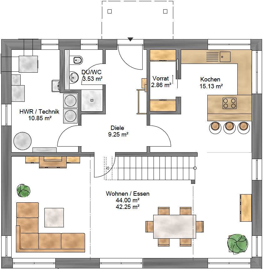 Fertighaus Pulthaus 167 von Suckfüll Energiesparhaus Schlüsselfertig ab 376833€, Pultdachhaus Grundriss 1