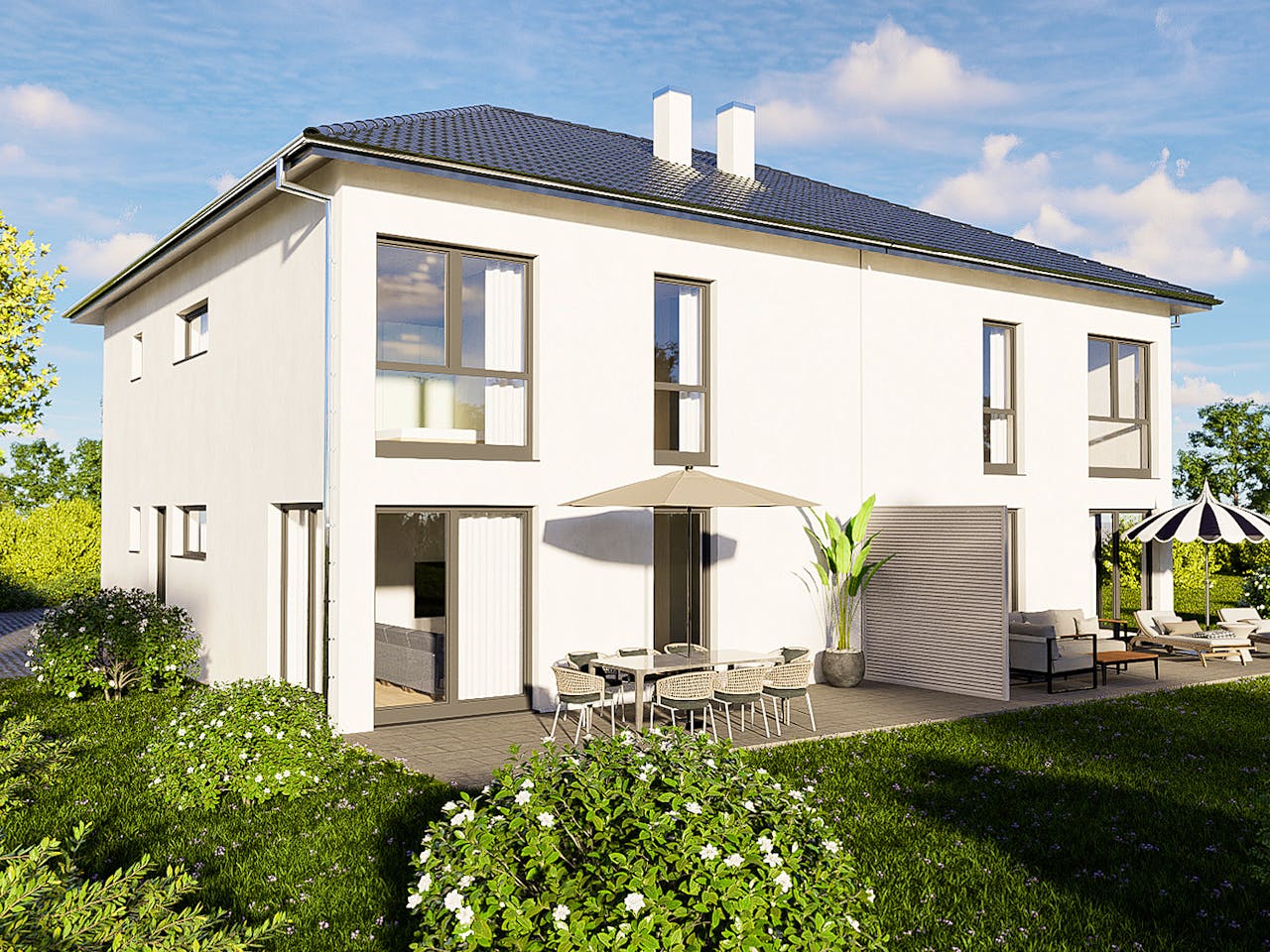 Massivhaus Luzern von P & P Massivhaus Schlüsselfertig ab 325000€, Stadtvilla Außenansicht 1