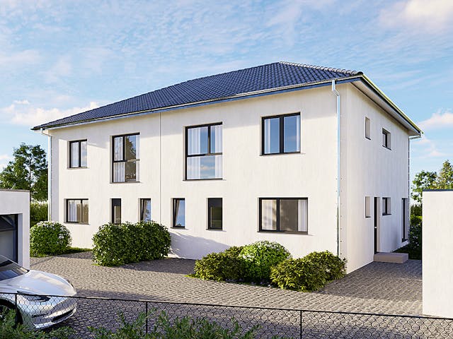 Massivhaus Luzern von P & P Massivhaus Schlüsselfertig ab 325000€, Stadtvilla Außenansicht 2