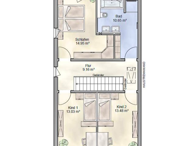 Massivhaus Luzern von P & P Massivhaus Schlüsselfertig ab 325000€, Stadtvilla Grundriss 2