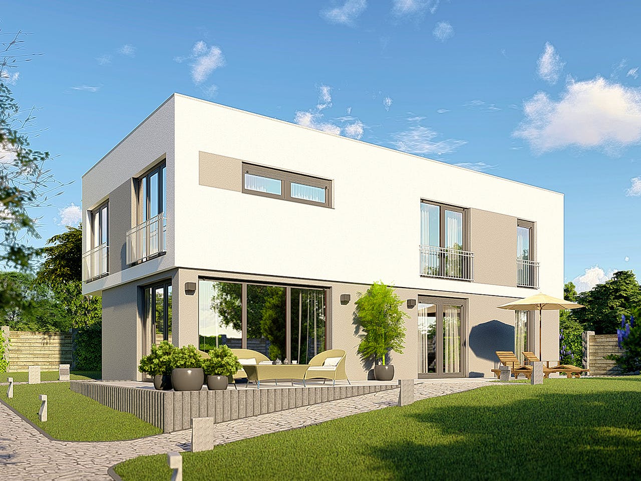 Massivhaus Amsterdam von P & P Massivhaus Schlüsselfertig ab 414000€, Cubushaus Außenansicht 1