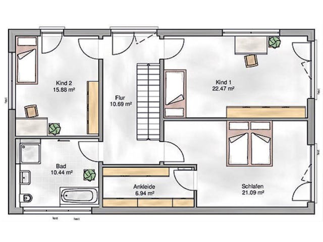 Massivhaus Amsterdam von P & P Massivhaus Schlüsselfertig ab 414000€, Cubushaus Grundriss 2