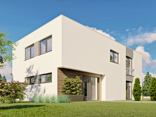 Massivhaus Berlin von P & P Massivhaus Schlüsselfertig ab 435000€, Cubushaus Außenansicht 2