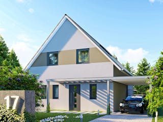 Massivhaus Bozen von P & P Massivhaus Schlüsselfertig ab 295000€, Satteldach-Klassiker Außenansicht 2