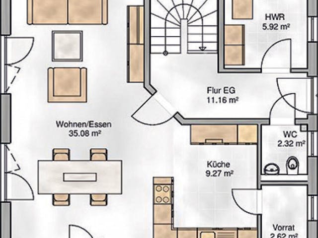Massivhaus Bozen von P & P Massivhaus Schlüsselfertig ab 295000€, Satteldach-Klassiker Grundriss 1
