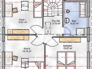 Massivhaus Bozen von P & P Massivhaus Schlüsselfertig ab 295000€, Satteldach-Klassiker Grundriss 2
