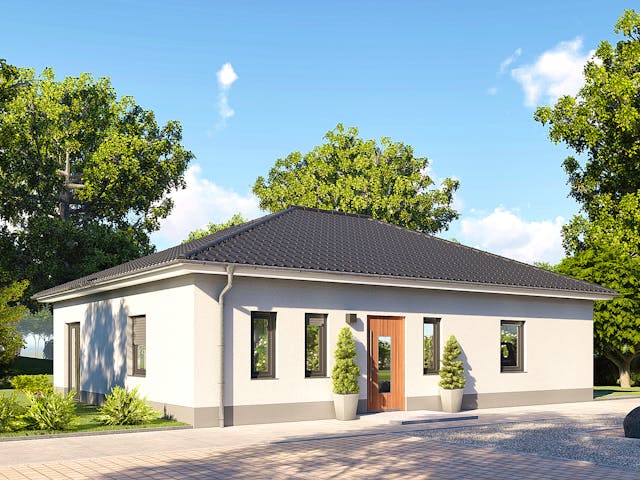 Massivhaus Cannes von P & P Massivhaus Schlüsselfertig ab 259000€, Bungalow Außenansicht 2