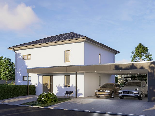 Massivhaus Como von P & P Massivhaus Schlüsselfertig ab 333000€, Stadtvilla Außenansicht 2
