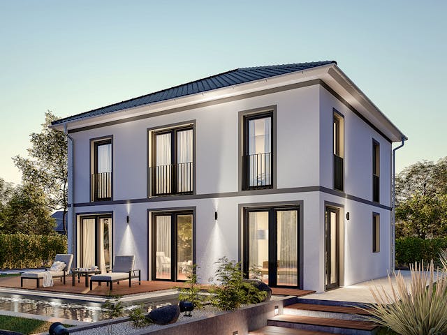 Massivhaus Florenz von P & P Massivhaus Schlüsselfertig ab 320000€, Stadtvilla Außenansicht 3