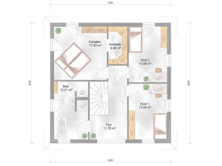 Massivhaus Florenz von P & P Massivhaus Schlüsselfertig ab 320000€, Stadtvilla Grundriss 2