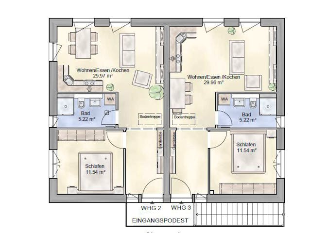 Massivhaus Garda von P & P Massivhaus Schlüsselfertig ab 525000€, Stadtvilla Grundriss 2