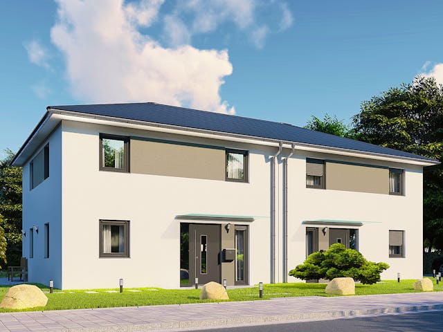 Massivhaus Graz von P & P Massivhaus Schlüsselfertig ab 279000€, Stadtvilla Außenansicht 2